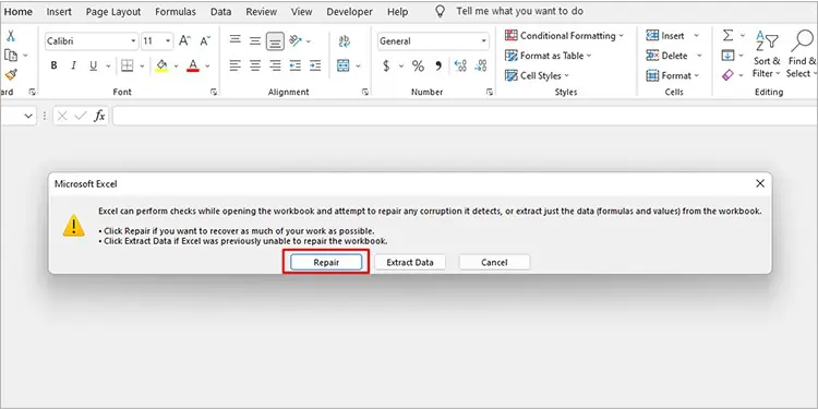 Fix: We Found a Problem with Some Content in Excel 16 Open-and-Repair-Excel-file2