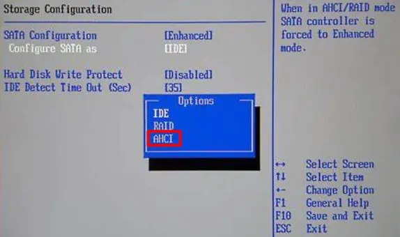 How to Fix "Hard Drive not Installed" Error on Laptop 16 ahci-mode