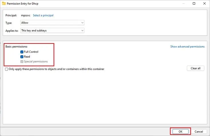 Fix: Windows Could Not Start the DHCP Client Service on Local Computer (12 Possible Ways) 62 basic-permissions-for-dhcp