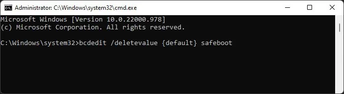 Fix: The Computer Has Rebooted From a Bugcheck 28 bcdedit-deletevalue-current-safeboot