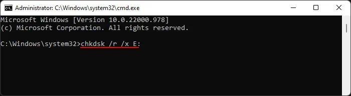 How To Fix External Hard Drive I/O Device Error In Windows 2 chkdsk-r-x-e