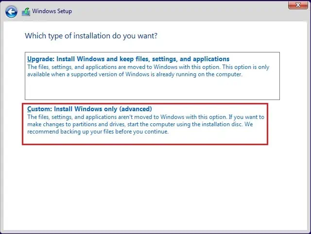 How to Partition a SSD? (Step-By-Step Guide) 58 choose-custom-installation