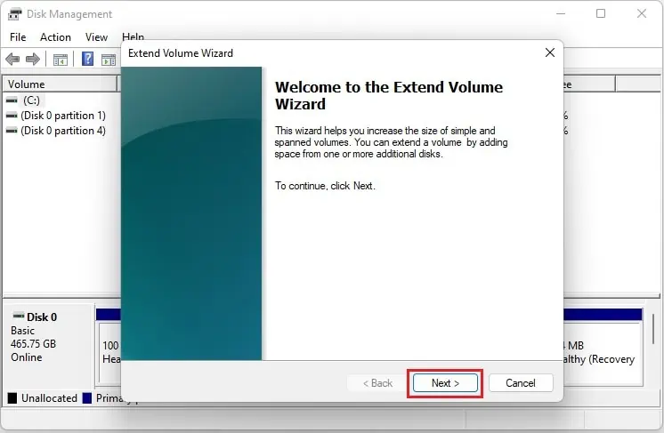 How to Partition a SSD? (Step-By-Step Guide) 67 extend-volume-wizard-press-next