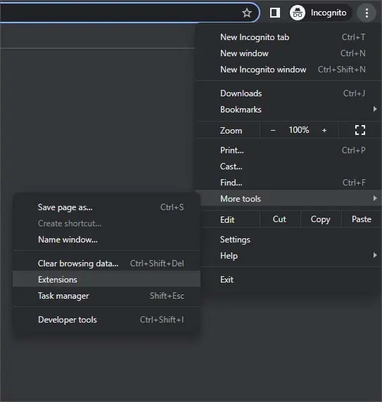How to View Extensions in Chrome 9 more-tools-extension