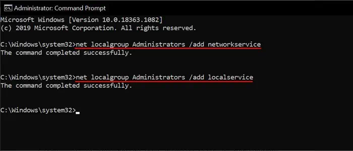 Fix: Windows Could Not Start the Windows Firewall Service on Local Computer Error 1068 21 net-localgroup-administrators-add-localservice-networkservice