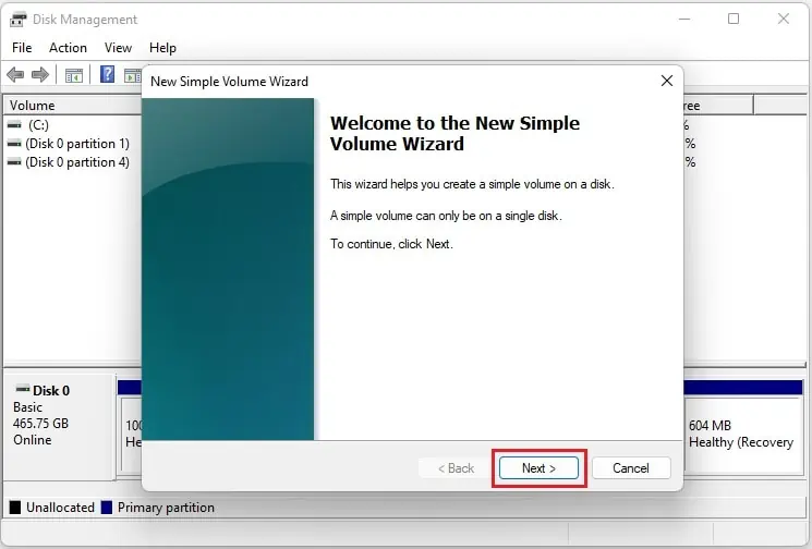 How to Partition a SSD? (Step-By-Step Guide) 39 new-simple-volume-wizard-click-next