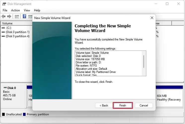 How to Partition a SSD? (Step-By-Step Guide) 43 new-simple-volume-wizard-finish
