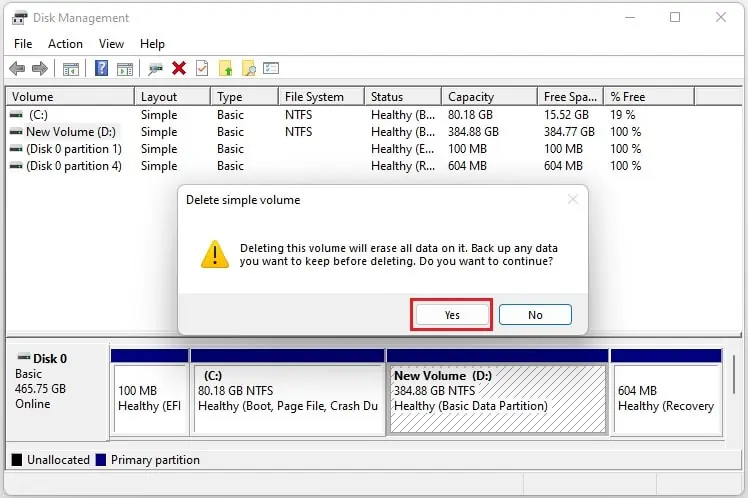 How to Partition a SSD? (Step-By-Step Guide) 64 press-yes-to-delete-volume