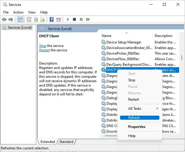 Fix: Windows Could Not Start the DHCP Client Service on Local Computer (12 Possible Ways) 45 refresh-dhcp-client-service