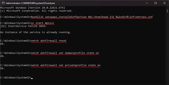 Fix: Windows Could Not Start the Windows Firewall Service on Local Computer Error 1068 17 reset-firewall
