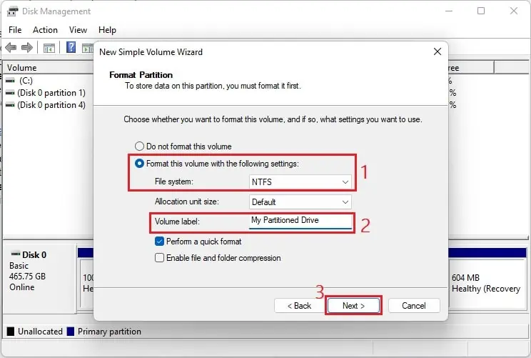 How to Partition a SSD? (Step-By-Step Guide) 42 select-file-system-and-name-volume-label