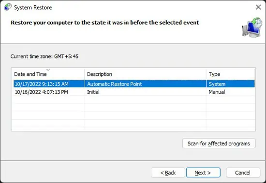 Fix: Windows Could Not Start the Windows Firewall Service on Local Computer Error 1068 22 select-restore-point