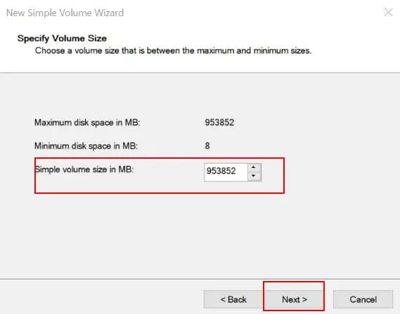 set-size-new-volume-hard-disk-not-found