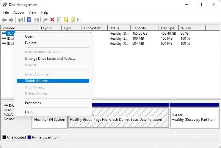 How to Partition a SSD? (Step-By-Step Guide) 36 shrink-volume-1