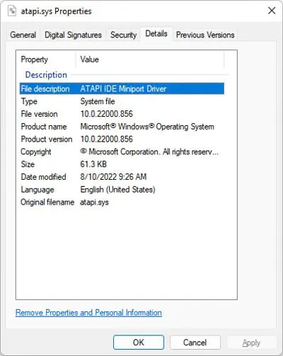 Fix: The Computer Has Rebooted From a Bugcheck 18 sys-file-properties