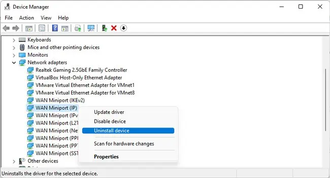 uninstall-wan-miniport-ip