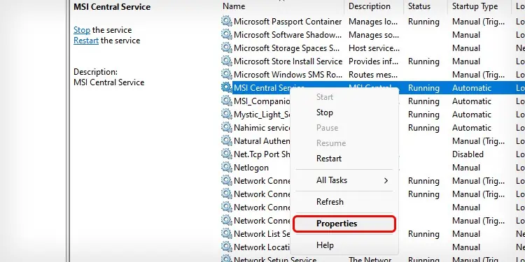 MSI Dragon Center Not Working? 7 Ways to Fix it 3 Choose-Properties.-1