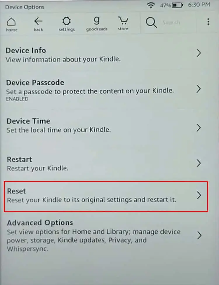 How to Reset an Amazon Fire Tablet 9 Choose-Reset-1
