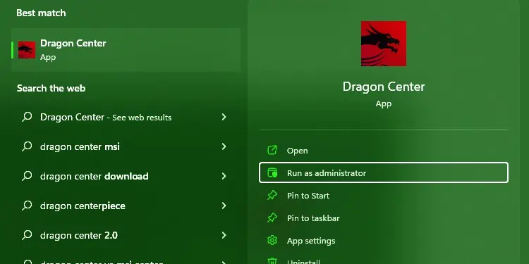 MSI Dragon Center Not Working? 7 Ways to Fix it 6 Choose-Run-as-administrator-to-give-it-admin-access.