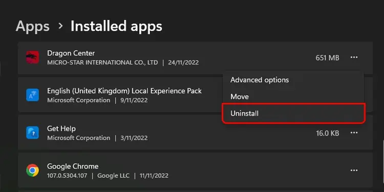 MSI Dragon Center Not Working? 7 Ways to Fix it 11 Choose-Uninstall.