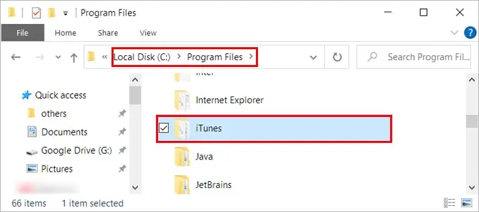 Delete-iTunes-folder-Program-Files