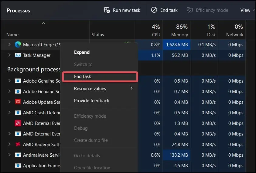 Mouse Keeps Freezing on Windows? How to Fix it 3 End-task-process