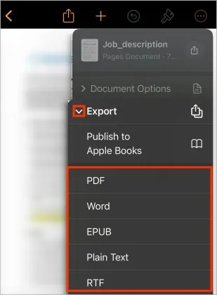 Export-Pages-in-different-formats-iPhone-1