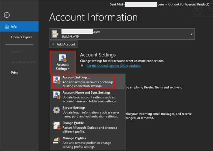 How to Recall or Reedit Email on Outlook 17 MS-Outlook-Account-Settings