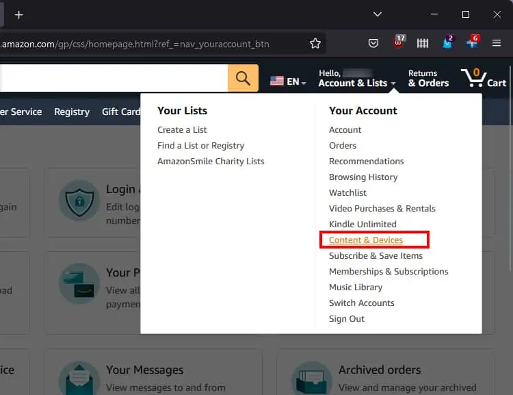 How to Reset an Amazon Fire Tablet 12 Now-navigate-to-Content-and-Devices-from-Accounts-and-Lists