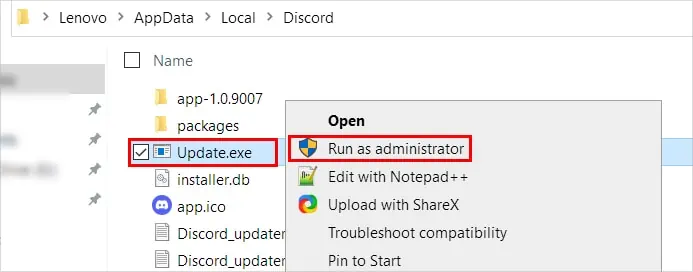 Fix: Discord Stuck at “Checking for Updates” 26 Run-Update.exe-as-adminstrator