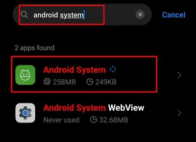 5 Ways to Fix WiFi Authentication Error 11 Search-for-Android-System-and-open-it