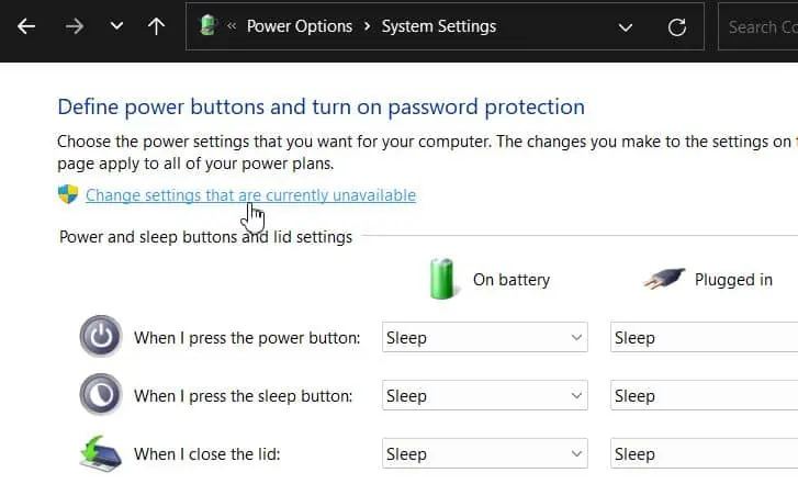 9 Ways to Fix if Laptop Won’t Shutdown on Windows 3 change-settings-that-are-currently-unavailable-3