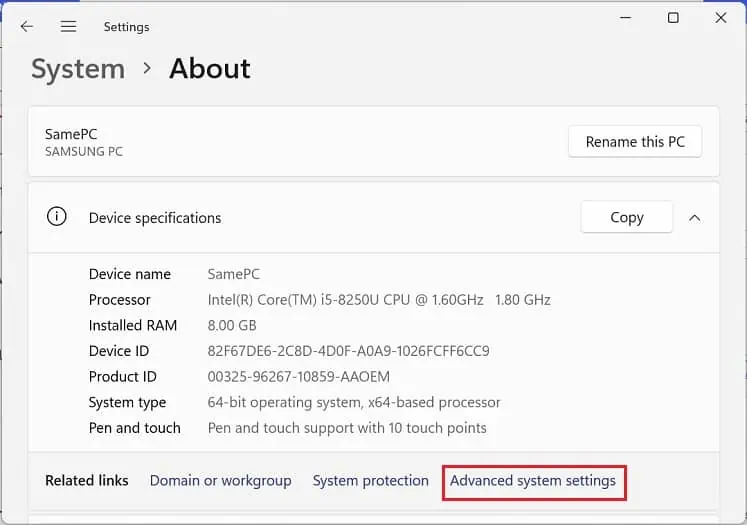 How to Delete User Profile on Windows (3 Possible Ways) 19 device-specifications-advanced-system-settings
