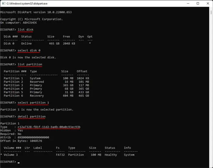 12 Ways to Fix "We Couldn’t Complete the Updates Undoing Changes" Error 18 diskpart-efi-guid
