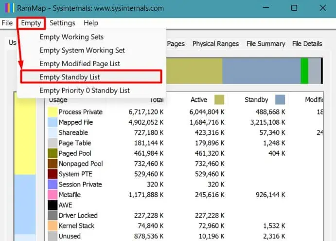 empty-standby-list