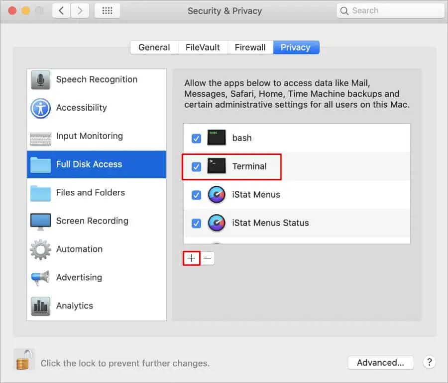 What is “Operation not permitted” Error on Mac? How to Fix It 10 full-disk-access-terminal