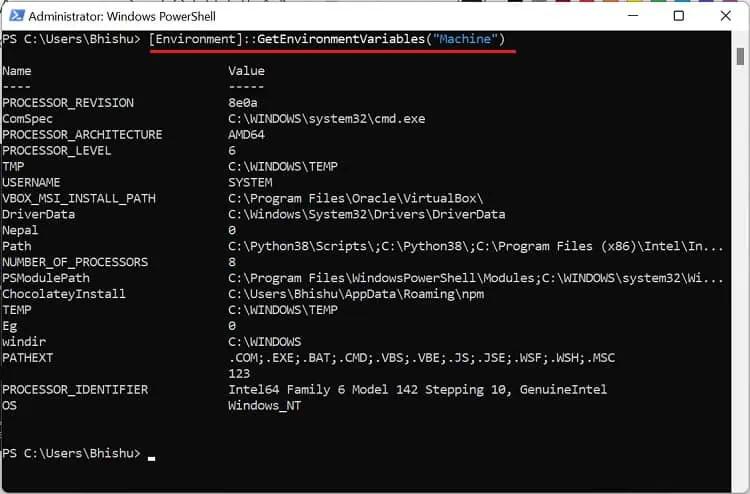 get-system-environment-variables