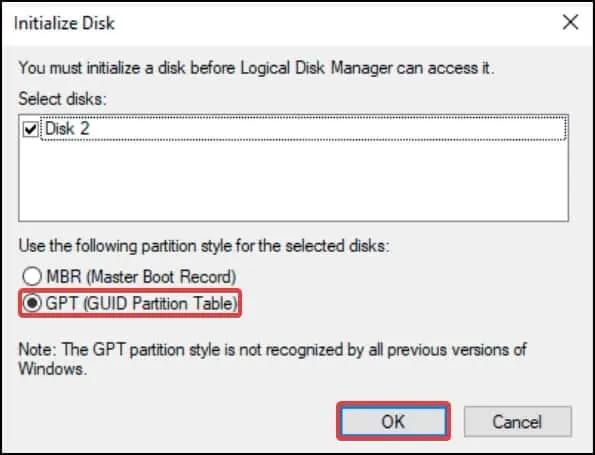 How to Fix SSD Unallocated on Windows 31 gpt-initialization