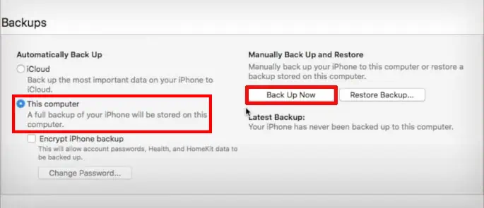 How to Fix Black Spot on iPhone Screen 13 itunes-iPhone-Backup-on-this-computer-2