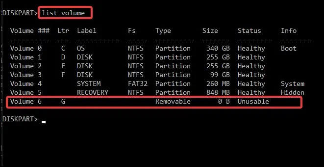 How to Fix SSD Unallocated on Windows 52 list-vol-cmd-again-1