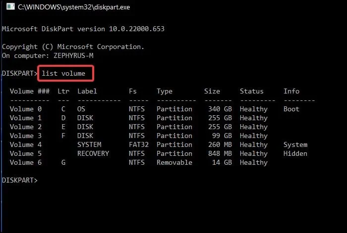 How to Fix SSD Unallocated on Windows 39 list-vol-cmd