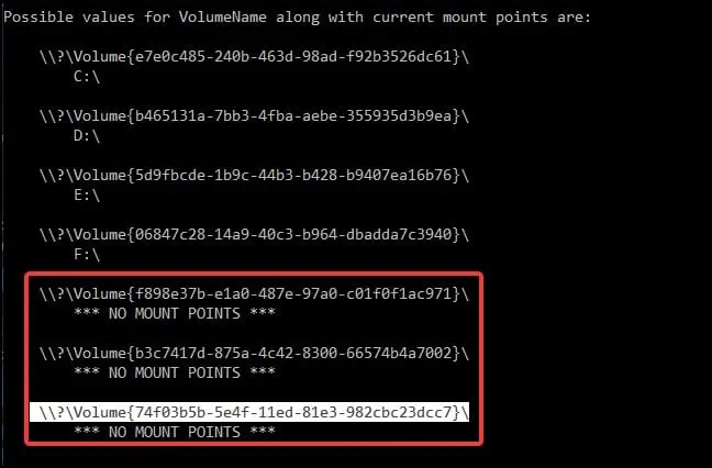 How to Fix SSD Unallocated on Windows 55 mountvol-highlighted