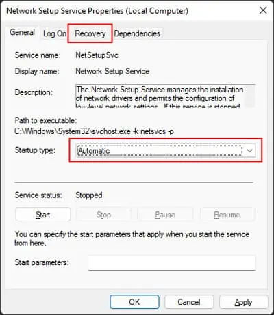 WiFi Not Turning On in Windows? How to Fix it 26 network-setup-service-automatic-recovery