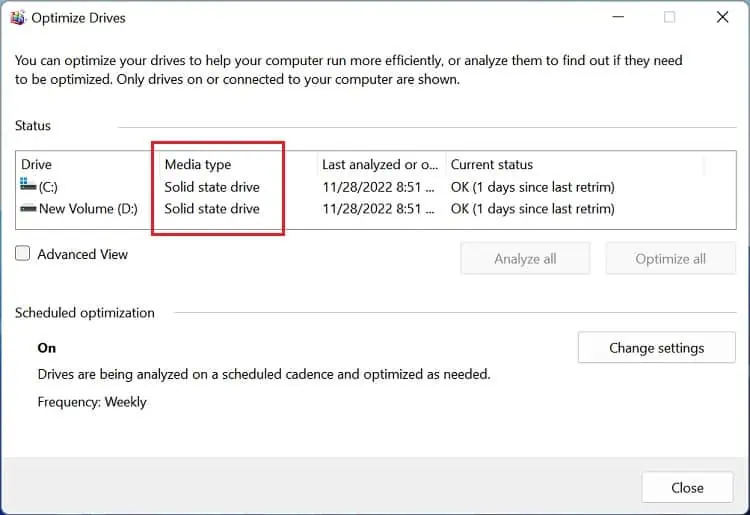 How to Check SSD or HDD in Laptop (4 Possible Ways) 5 optimize-drives-disk-drive-type