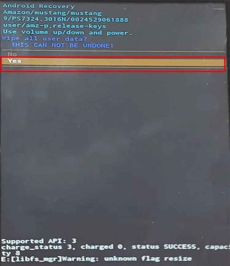 How to Reset an Amazon Fire Tablet 6 pick-the-Yes-option-by-pressing-the-Power-button