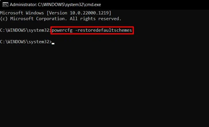 9 Ways to Fix if Laptop Won’t Shutdown on Windows 6 powercfg-restoredefaultschemes