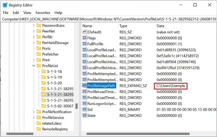 How to Delete User Profile on Windows (3 Possible Ways) 26 profileimagepath-check-data