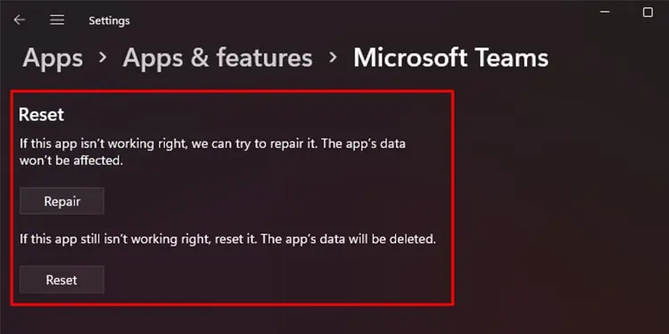 Teams Calendar not Showing? Here’s How to Fix It 12 reset-teams-app