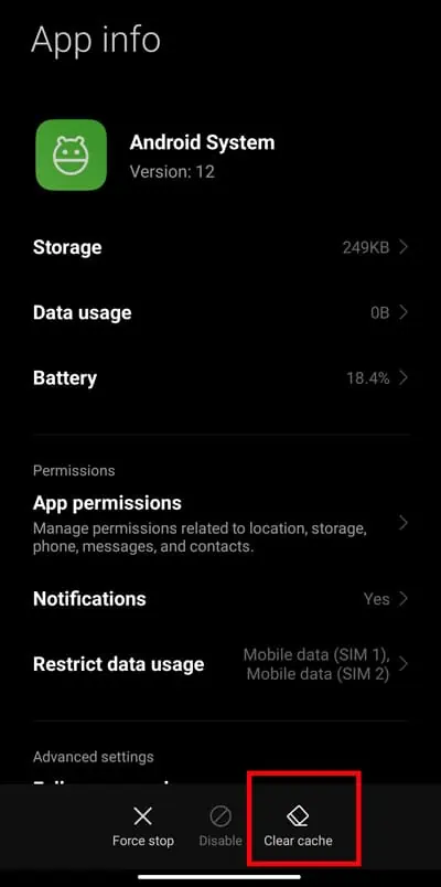 5 Ways to Fix WiFi Authentication Error 12 tap-on-clear-cache.-Hit-OK-to-confirm