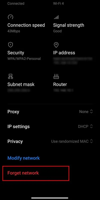 5 Ways to Fix WiFi Authentication Error 8 tap-on-the-forget-network